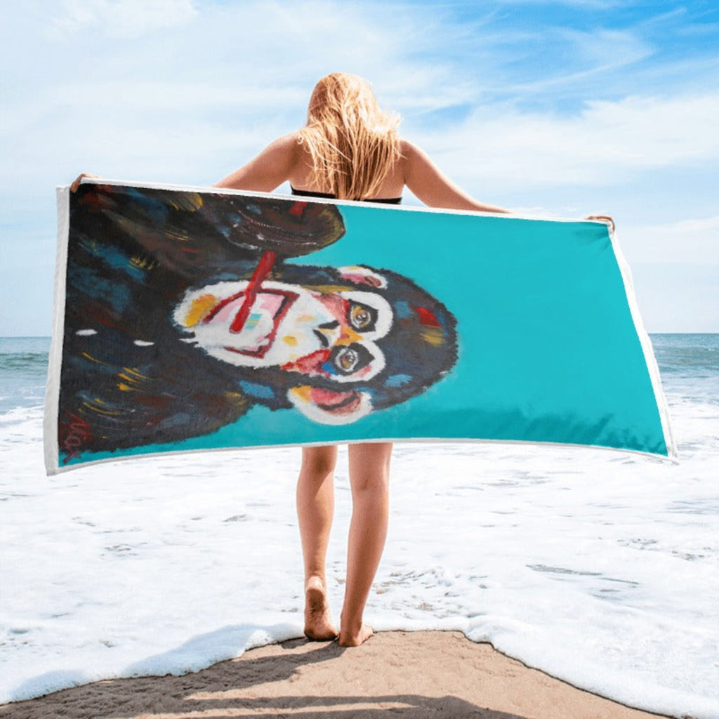 Toothbrush Monkey – Art Beach Towel